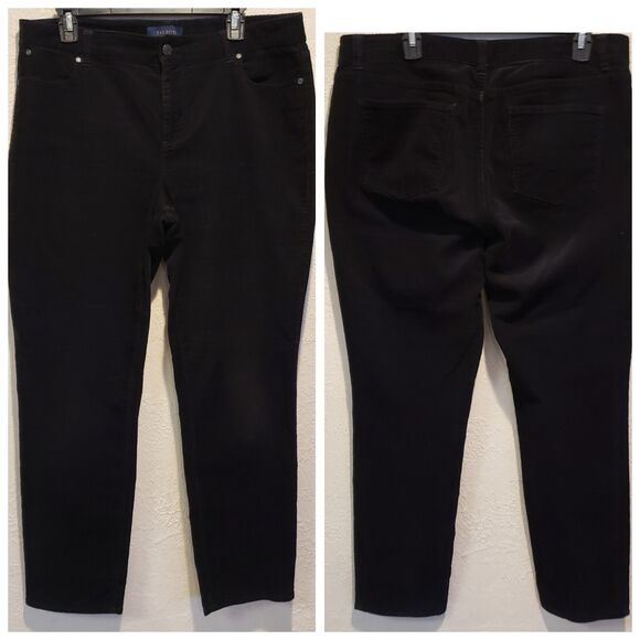Talbots Corduroy Signature Pants Womens 14 Black Cotton Blend Mid Rise Zip Fly - Picture 1 of 11